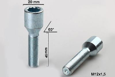 M12x1,5, Wielbout conisch inbus, Draadlengte 45mm, 20mm kopdiameter