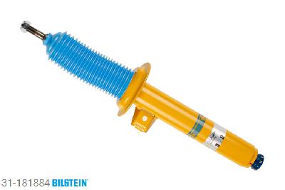31-181884, Bilstein B6  adjustable10 Schokdemper vooras links, BMW 3 (E46), "316 i,  318 d,  318 i,  320 d,  320 i,  323 i,325 i,  328 i,  330 d,  330 i", 10/1999-04/2005, with standard chassis, with M-technics, Standaard lengte, geschikt voor gebruik met verlagingsveren tot -40mm