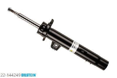 22-144249, Bilstein B4  Gas Schokdemper vooras links, BMW 1 (E81, E87), "116 i,  116d,  116i,  118 d,  118 i,  118d,118i,  120 i,  120d,  120i,  123d,  130i,2.0", 09/2006-09/2012, with standard chassis, Standaard lengte, geschikt voor gebruik met verlagingsveren tot -30mm