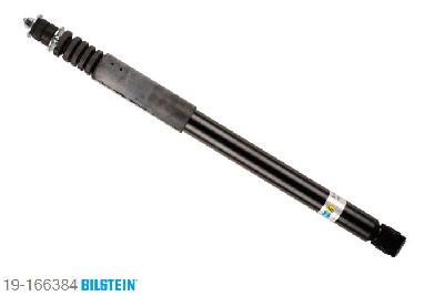 19-166384, Bilstein B4  Gas Schokdemper achteras, Dacia SANDERO, "1.2 16V,  1.2 16V Bifuel,  1.4,  1.4 MPI LPG,1.5 dCi,  1.6,  1.6 MPI 85", 06/2008-, Standaard lengte, geschikt voor gebruik met verlagingsveren tot -30mm
