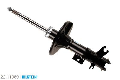 22-118691, Bilstein B4  Gas Schokdemper vooras rechts, Volvo S40 I (VS), "1.6,  1.8,  1.8 i,  1.9 DI,  1.9 T4,  1.9 TD,2.0,  2.0 T", 10/1997-12/2003, with standard chassis, Standaard lengte, geschikt voor gebruik met verlagingsveren tot -30mm