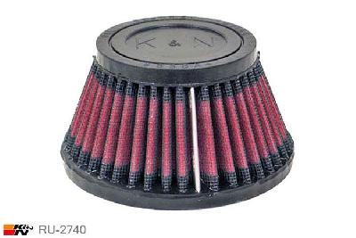44mm aansluitdiameter, RU-2740, K&N Luchtfilter Universeel, Conisch, Lengte filter 64mm, Buitendiameter onder 114mm, Buitendiameter kap 76mm, Rubber kap, Lengte flens 16mm, 14 mm