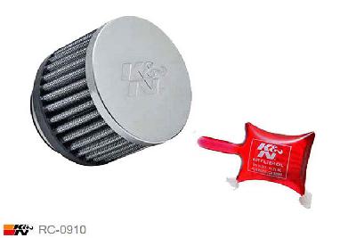 46mm aansluitdiameter, RC-0910, K&N Luchtfilter Universeel, Cilindrisch, Lengte filter 57mm, Buitendiameter onder 76mm, Buitendiameter kap 76mm, Chroom kap, Lengte flens 16mm, 0 mm