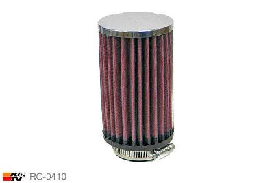 48mm aansluitdiameter, RC-0410, K&N Luchtfilter Universeel, Cilindrisch, Lengte filter 127mm, Buitendiameter onder 76mm, Buitendiameter kap 76mm, Chroom kap, Lengte flens 16mm, 0 mm