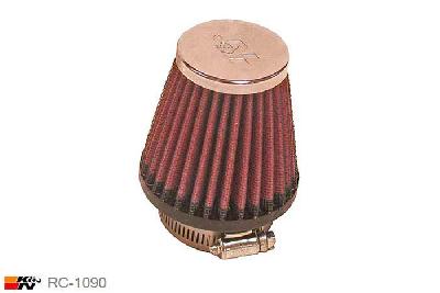 48mm aansluitdiameter, RC-1090, K&N Luchtfilter Universeel, Conisch, Lengte filter 76mm, Buitendiameter onder 76mm, Buitendiameter kap 51mm, Chroom kap, Lengte flens 16mm, 0 mm