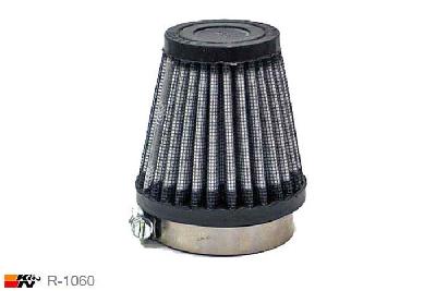 49mm aansluitdiameter, R-1060, K&N Luchtfilter Universeel, Conisch, Lengte filter 76mm, Buitendiameter onder 76mm, Buitendiameter kap 51mm, Rubber kap, Lengte flens 16mm, 0 mm