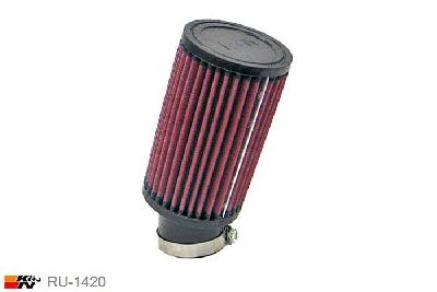 49mm aansluitdiameter, RU-1420, K&N Luchtfilter Universeel, Cilindrisch, Lengte filter 152mm, Buitendiameter onder 89mm, Buitendiameter kap 89mm, Rubber kap, Lengte flens 51mm, 20 graden hoek, 0 mm