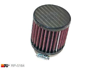 49mm aansluitdiameter, RP-5164, K&N Luchtfilter Universeel, Cilindrisch, Lengte filter 76mm, Buitendiameter onder 76mm, Buitendiameter kap 76mm, Rubber kap, Lengte flens 16mm, 0 mm