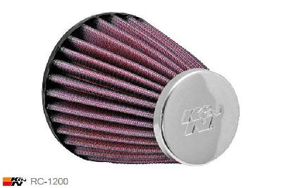 52mm aansluitdiameter, RC-1200, K&N Luchtfilter Universeel, Conisch, Lengte filter 102mm, Buitendiameter onder 89mm, Buitendiameter kap 51mm, Chroom kap, Lengte flens 16mm, 0 mm
