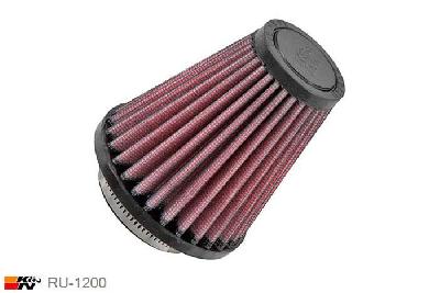 52mm aansluitdiameter, RU-1200, K&N Luchtfilter Universeel, Conisch, Lengte filter 102mm, Buitendiameter onder 89mm, Buitendiameter kap 51mm, Rubber kap, Lengte flens 16mm, 0 mm