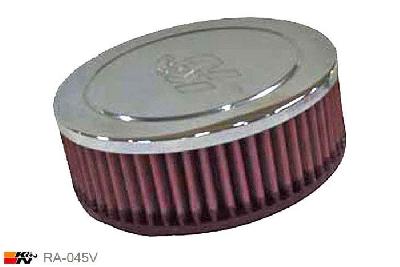 52mm aansluitdiameter, RA-045V, K&N Luchtfilter Universeel, Cilindrisch, Lengte filter 51mm, Buitendiameter onder 149mm, Buitendiameter kap 149mm, Chroom kap, Lengte flens 22mm, 29 mm