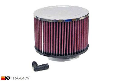 52mm aansluitdiameter, RA-047V, K&N Luchtfilter Universeel, Cilindrisch, Lengte filter 102mm, Buitendiameter onder 149mm, Buitendiameter kap 149mm, Chroom kap, Lengte flens 22mm, 29 mm