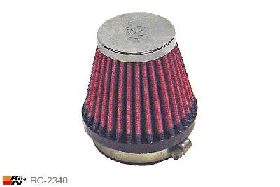54mm aansluitdiameter, RC-2340, K&N Luchtfilter Universeel, Conisch, Lengte filter 70mm, Buitendiameter onder 76mm, Buitendiameter kap 51mm, Chroom kap, Lengte flens 16mm, 0 mm