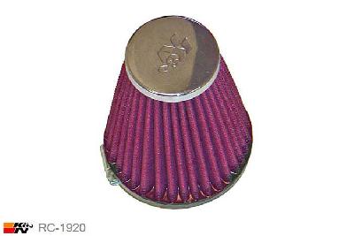 54mm aansluitdiameter, RC-1920, K&N Luchtfilter Universeel, Conisch, Lengte filter 102mm, Buitendiameter onder 89mm, Buitendiameter kap 51mm, Chroom kap, Lengte flens 16mm, 0 mm