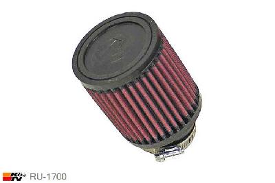 57mm aansluitdiameter, RU-1700, K&N Luchtfilter Universeel, Cilindrisch, Lengte filter 102mm, Buitendiameter onder 89mm, Buitendiameter kap 89mm, Rubber kap, Lengte flens 25mm, 20 graden hoek, 0 mm