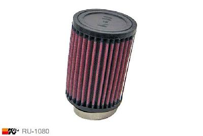 57mm aansluitdiameter, RU-1080, K&N Luchtfilter Universeel, Cilindrisch, Lengte filter 127mm, Buitendiameter onder 89mm, Buitendiameter kap 89mm, Rubber kap, Lengte flens 19mm, 10 graden hoek, 0 mm
