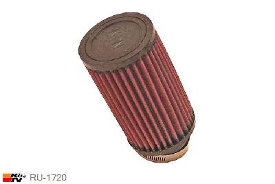 57mm aansluitdiameter, RU-1720, K&N Luchtfilter Universeel, Cilindrisch, Lengte filter 152mm, Buitendiameter onder 89mm, Buitendiameter kap 89mm, Rubber kap, Lengte flens 25mm, 20 graden hoek, 0 mm