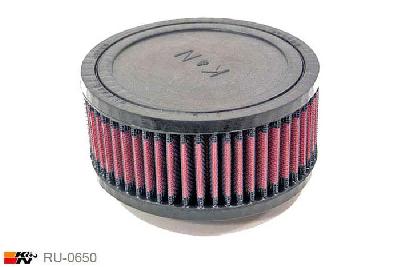 57mm aansluitdiameter, RU-0650, K&N Luchtfilter Universeel, Cilindrisch, Lengte filter 64mm, Buitendiameter onder 140mm, Buitendiameter kap 140mm, Rubber kap, Lengte flens 16mm, 21 mm