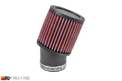 62mm aansluitdiameter, RU-1750, K&N Luchtfilter Universeel, Cilindrisch, Lengte filter 102mm, Buitendiameter onder 95mm, Buitendiameter kap 95mm, Rubber kap, Lengte flens 51mm, 20 graden hoek, 0 mm