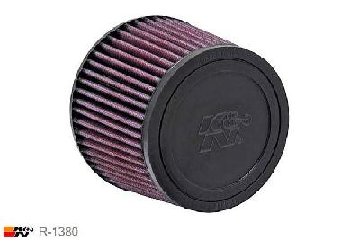 62mm aansluitdiameter, R-1380, K&N Luchtfilter Universeel, Conisch, Lengte filter 102mm, Buitendiameter onder 140mm, Buitendiameter kap 114mm, Rubber kap, Lengte flens 16mm, 13 mm