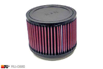 62mm aansluitdiameter, RU-0880, K&N Luchtfilter Universeel, Cilindrisch, Lengte filter 102mm, Buitendiameter onder 140mm, Buitendiameter kap 140mm, Rubber kap, Lengte flens 16mm, 13 mm