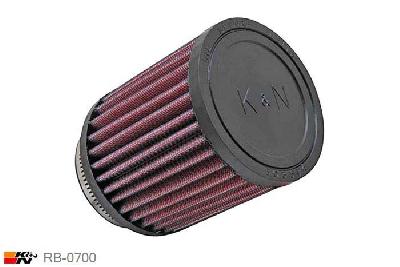 64mm aansluitdiameter, RB-0700, K&N Luchtfilter Universeel, Cilindrisch, Lengte filter 102mm, Buitendiameter onder 89mm, Buitendiameter kap 89mm, Rubber kap, Lengte flens 25mm, 5 graden hoek, 0 mm