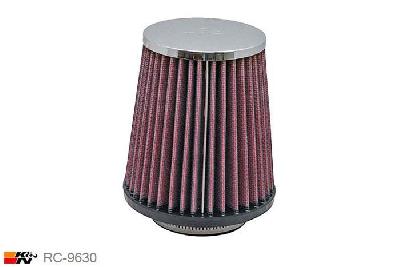 64mm aansluitdiameter, RC-9630, K&N Luchtfilter Universeel, Conisch, Lengte filter 127mm, Buitendiameter onder 114mm, Buitendiameter kap 89mm, Chroom kap, Lengte flens 19mm, 0 mm