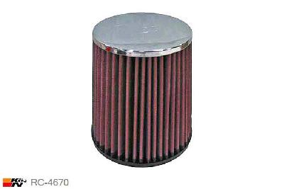 64mm aansluitdiameter, RC-4670, K&N Luchtfilter Universeel, Conisch, Lengte filter 152mm, Buitendiameter onder 140mm, Buitendiameter kap 114mm, Chroom kap, Lengte flens 19mm, 0 mm