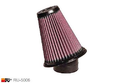 64mm aansluitdiameter, RU-5006, K&N Luchtfilter Universeel, Conisch, Lengte filter 146mm, Buitendiameter onder 133mm, Buitendiameter kap 64mm, Rubber kap, Lengte flens 38mm, 20 graden hoek, 0 mm