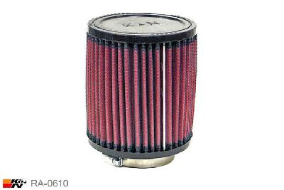65mm aansluitdiameter, RA-0610, K&N Luchtfilter Universeel, Cilindrisch, Lengte filter 127mm, Buitendiameter onder 114mm, Buitendiameter kap 114mm, Rubber kap, Lengte flens 19mm, 0 mm