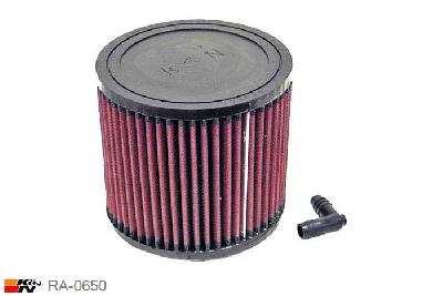 65mm aansluitdiameter, RA-0650, K&N Luchtfilter Universeel, Cilindrisch, Lengte filter 127mm, Buitendiameter onder 140mm, Buitendiameter kap 140mm, Rubber kap, Lengte flens 19mm, 0 mm