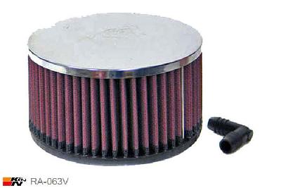 65mm aansluitdiameter, RA-063V, K&N Luchtfilter Universeel, Cilindrisch, Lengte filter 76mm, Buitendiameter onder 140mm, Buitendiameter kap 140mm, Chroom kap, Lengte flens 19mm, 0 mm