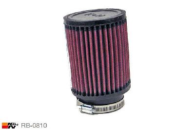 67mm aansluitdiameter, RB-0810, K&N Luchtfilter Universeel, Cilindrisch, Lengte filter 127mm, Buitendiameter onder 102mm, Buitendiameter kap 102mm, Rubber kap, Lengte flens 25mm, 5 graden hoek, 0 mm