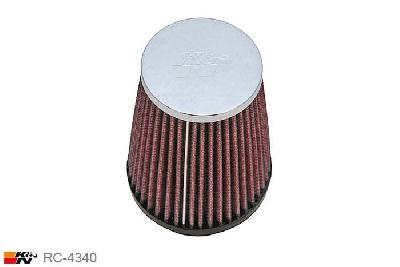 68mm aansluitdiameter, RC-4340, K&N Luchtfilter Universeel, Conisch, Lengte filter 127mm, Buitendiameter onder 114mm, Buitendiameter kap 76mm, Chroom kap, Lengte flens 16mm, 0 mm