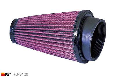 70mm aansluitdiameter, RU-3120, K&N Luchtfilter Universeel, Conisch, Lengte filter 152mm, Buitendiameter onder 102mm, Buitendiameter kap 51mm, Rubber kap, Lengte flens 25mm, 10 graden hoek, 0 mm