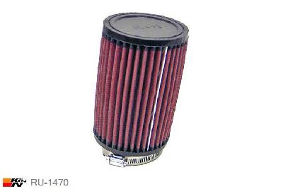 70mm aansluitdiameter, RU-1470, K&N Luchtfilter Universeel, Cilindrisch, Lengte filter 152mm, Buitendiameter onder 102mm, Buitendiameter kap 102mm, Rubber kap, Lengte flens 25mm, 10 graden hoek, 0 mm