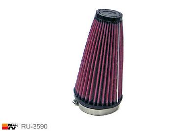 70mm aansluitdiameter, RU-3590, K&N Luchtfilter Universeel, Conisch, Lengte filter 178mm, Buitendiameter onder 102mm, Buitendiameter kap 51mm, Rubber kap, Lengte flens 25mm, 10 graden hoek, 0 mm