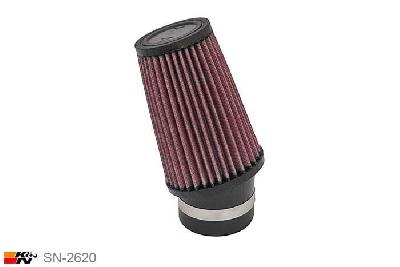 70mm aansluitdiameter, SN-2620, K&N Luchtfilter Universeel, Conisch, Lengte filter 152mm, Buitendiameter onder 102mm, Buitendiameter kap 76mm, Rubber kap, Lengte flens 51mm, 20 graden hoek, 0 mm