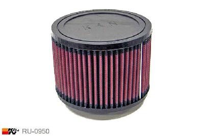 70mm aansluitdiameter, RU-0950, K&N Luchtfilter Universeel, Cilindrisch, Lengte filter 102mm, Buitendiameter onder 140mm, Buitendiameter kap 140mm, Rubber kap, Lengte flens 16mm, 11 mm
