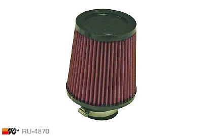 70mm aansluitdiameter, RU-4870, K&N Luchtfilter Universeel, Conisch, Lengte filter 165mm, Buitendiameter onder 152mm, Buitendiameter kap 127mm, Rubber kap, Lengte flens 51mm, 0 mm