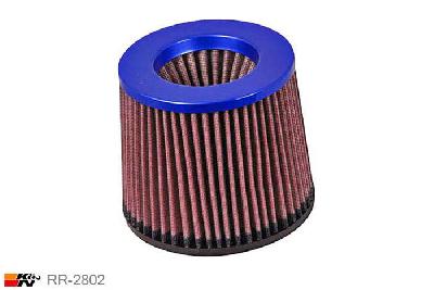 70mm aansluitdiameter, RR-2802, K&N Luchtfilter Universeel, Conisch, Lengte filter 127mm, Buitendiameter onder 149mm, Buitendiameter kap 133mm, Power Top blauw, Lengte flens 19mm, 0 mm