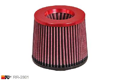 70mm aansluitdiameter, RR-2801, K&N Luchtfilter Universeel, Conisch, Lengte filter 127mm, Buitendiameter onder 149mm, Buitendiameter kap 133mm, Power Top rood, Lengte flens 19mm, 0 mm