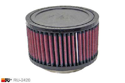 76mm aansluitdiameter, RU-2420, K&N Luchtfilter Universeel, Cilindrisch, Lengte filter 76mm, Buitendiameter onder 127mm, Buitendiameter kap 127mm, Rubber kap, Lengte flens 16mm, 0 mm