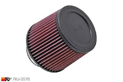 76mm aansluitdiameter, RU-3570, K&N Luchtfilter Universeel, Conisch, Lengte filter 127mm, Buitendiameter onder 152mm, Buitendiameter kap 130mm, Rubber kap, Lengte flens 44mm, 0 mm
