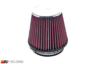 79mm aansluitdiameter, RC-9160, K&N Luchtfilter Universeel, Conisch, Lengte filter 111mm, Buitendiameter onder 125mm, Buitendiameter kap 89mm, Chroom kap, Lengte flens 19mm, 0 mm
