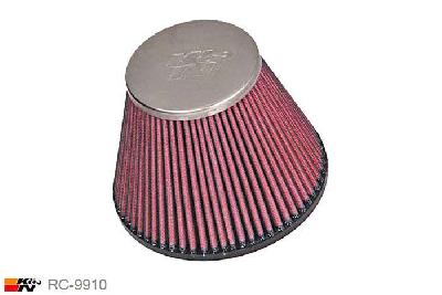 80mm aansluitdiameter, RC-9910, K&N Luchtfilter Universeel, Conisch, Lengte filter 115mm, Buitendiameter onder 147mm, Buitendiameter kap 89mm, Chroom kap, Lengte flens 19mm, 0 mm