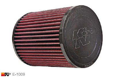 86mm aansluitdiameter, E-1009, K&N Luchtfilter Universeel, Cilindrisch, Lengte filter 184mm, Buitendiameter onder 148mm, Buitendiameter kap 148mm, Rubber kap, Lengte flens 16mm, 0 mm