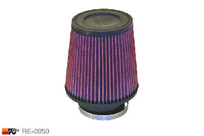 89mm aansluitdiameter, RE-0950, K&N Luchtfilter Universeel, Conisch, Lengte filter 152mm, Buitendiameter onder 152mm, Buitendiameter kap 117mm, Rubber kap, Lengte flens 44mm, 0 mm