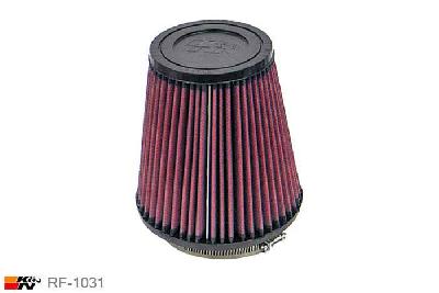 89mm aansluitdiameter, RF-1031, K&N Luchtfilter Universeel, Conisch, Lengte filter 152mm, Buitendiameter onder 146mm, Buitendiameter kap 95mm, Rubber kap, Lengte flens 44mm, 10 graden hoek, 0 mm