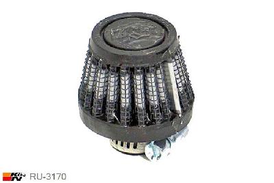 8mm aansluitdiameter, RU-3170, K&N Luchtfilter Universeel, Conisch, Lengte filter 35mm, Buitendiameter onder 35mm, Buitendiameter kap 25mm, Rubber kap, Lengte flens 10mm, 0 mm